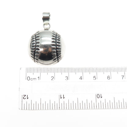 925 Sterling Silver Vintage Baseball Oxidized Charm Pendant