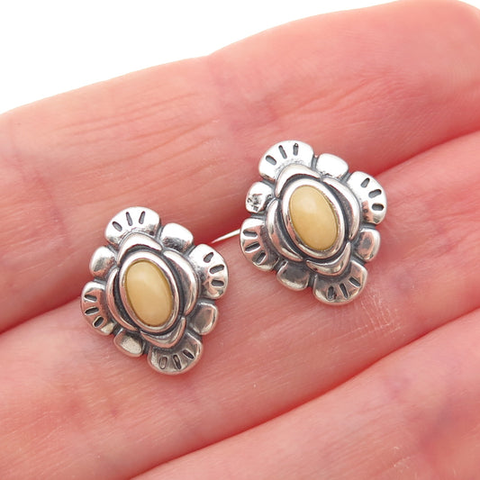 Carolyn Pollack American West Sterling Silver Vintage Real Agate Floral Earrings
