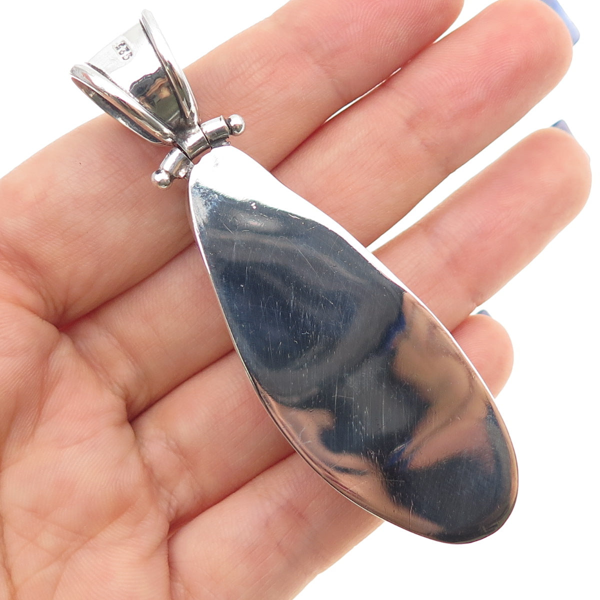 925 Sterling Silver Vintage Seashell Modernist Large Pendant
