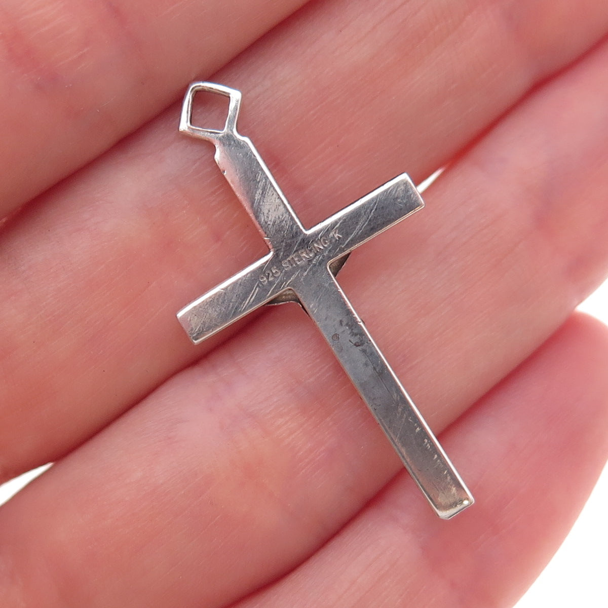 Tru-Kay 925 Sterling Silver Vintage Crucifix Cross Charm Pendant
