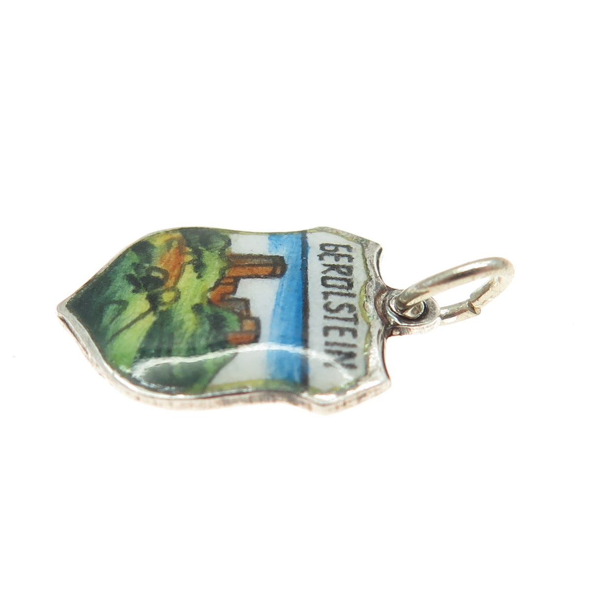 800 Silver Vintage Enamel Gerolstein Germany Minimalist Charm Pendant