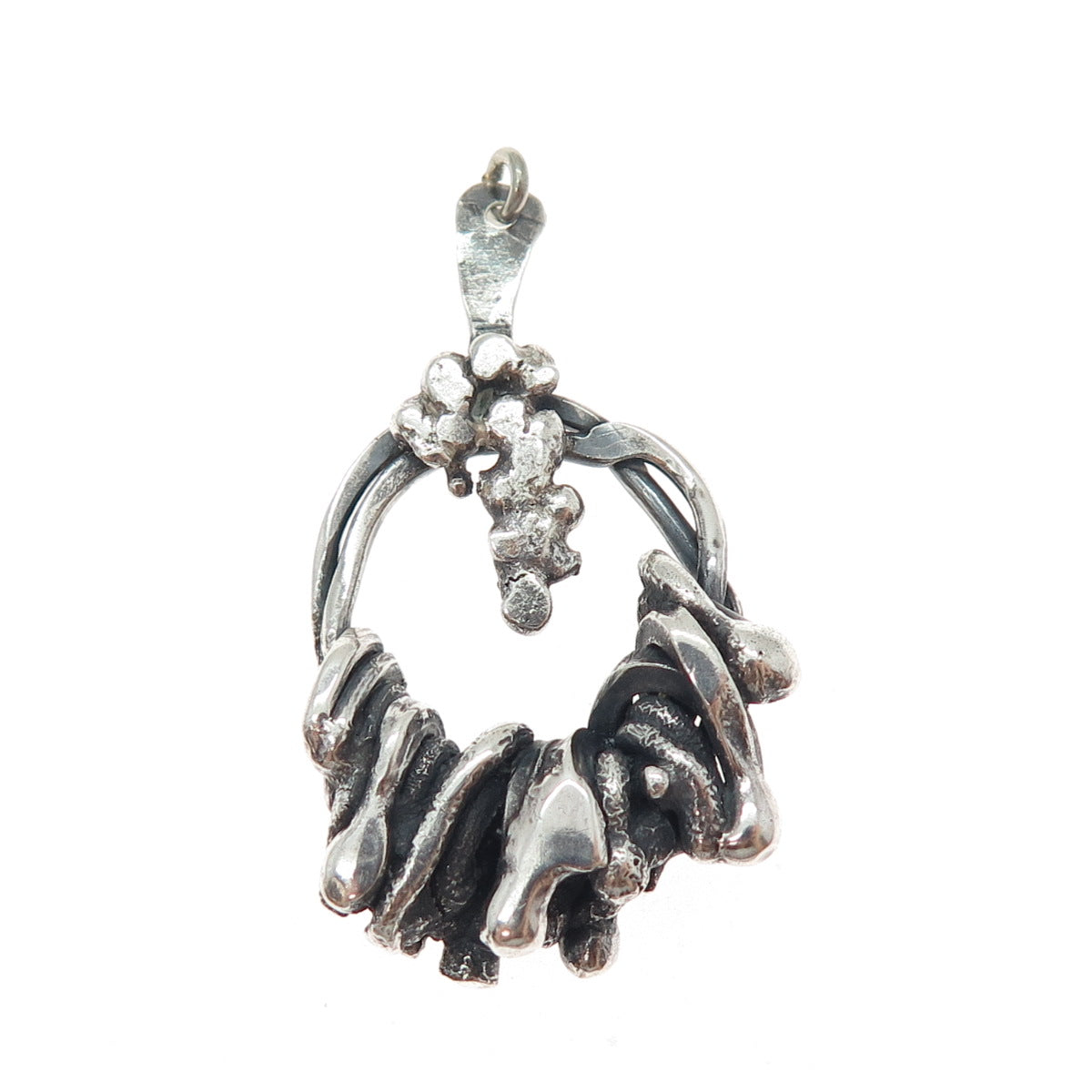 BEBE 925 Sterling Silver Vintage Modernist Oxidized Charm Pendant