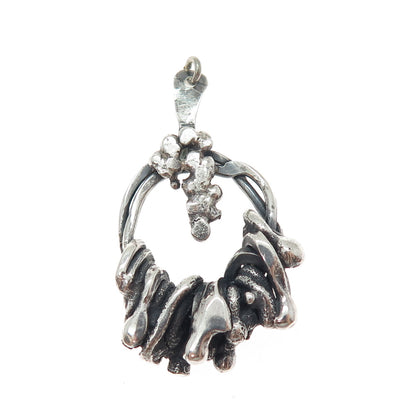 BEBE 925 Sterling Silver Vintage Modernist Oxidized Charm Pendant