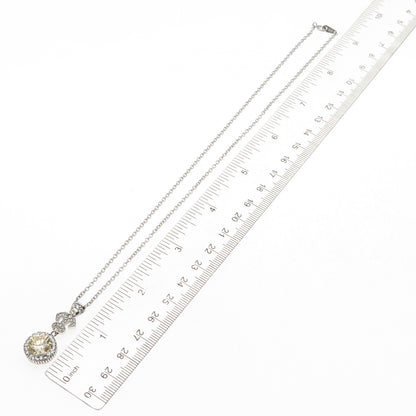 925 Sterling Silver Champagne & White C Z Cable Chain Necklace 16"