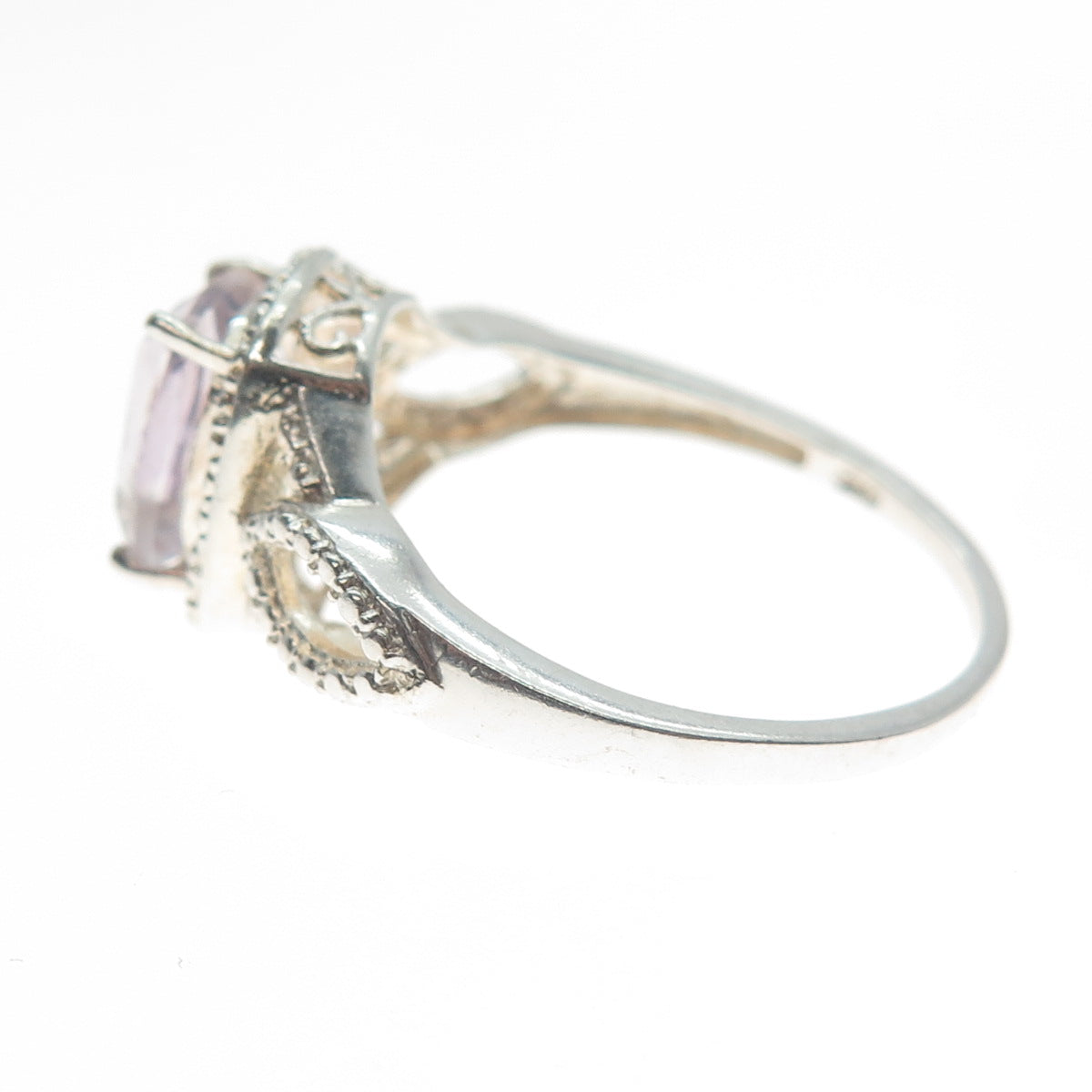 CHUCK CLEMENCY 925 Sterling Silver Real Cushion-Cut Kunzite Ring Size 10.25