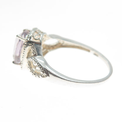 CHUCK CLEMENCY 925 Sterling Silver Real Cushion-Cut Kunzite Ring Size 10.25