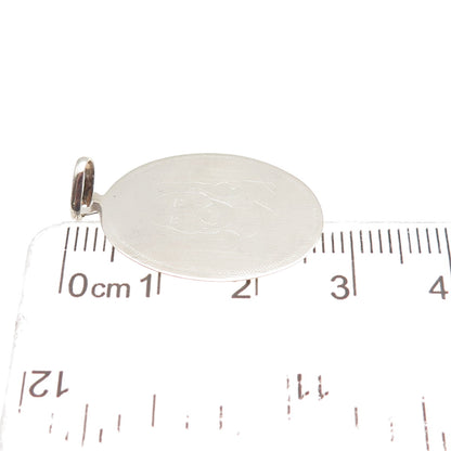 925 Sterling Silver Vintage Engraved Jesus Oval Tag Charm Pendant