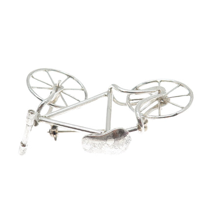 925 Sterling Silver Vintage Mexico Bicycle Movable Wheels Pin Brooch