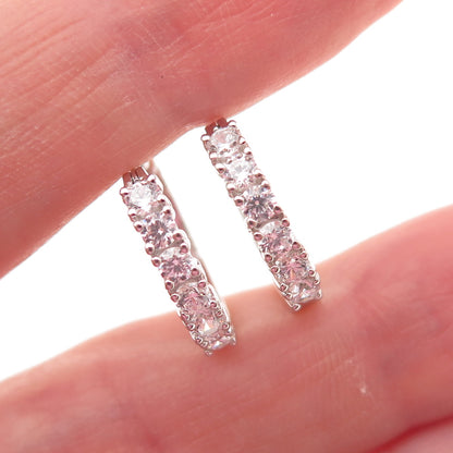 Sai 925 Sterling Silver Round-Cut C Z Hoop Earrings