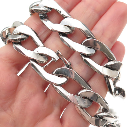 800 Silver Vintage Poland Heavy 163.9g Oxidized Curb Chain Necklace 20"