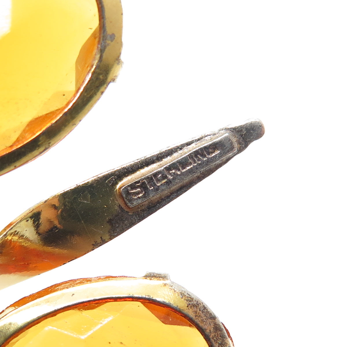 925 Sterling Silver Gold Plated Antique Real Citrine Flower Bouquet Pin Brooch