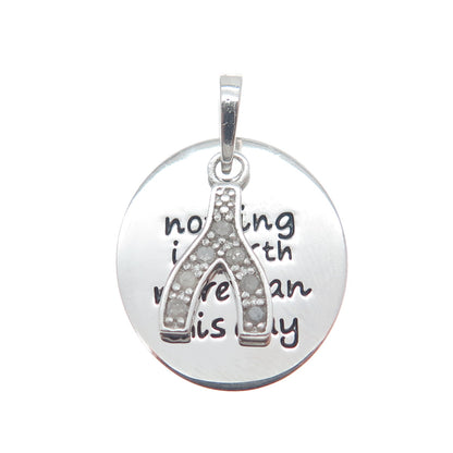 HAN 925 Sterling Diamond Nothing Is Worth More Than This Day Wishbone Pendant