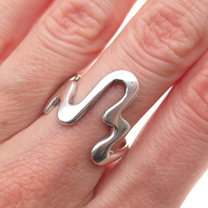 925 Sterling Silver Vintage Modernist Oxidized Ring Size 7.5