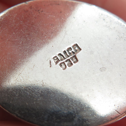 925 Sterling Silver Vintage Mexico Roman Glass Inlay Oxidized Charm Pendant