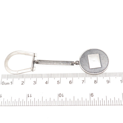 800 Silver Antique Art Deco Rod of Asclepius Symbol Oxidized Key Fob Holder