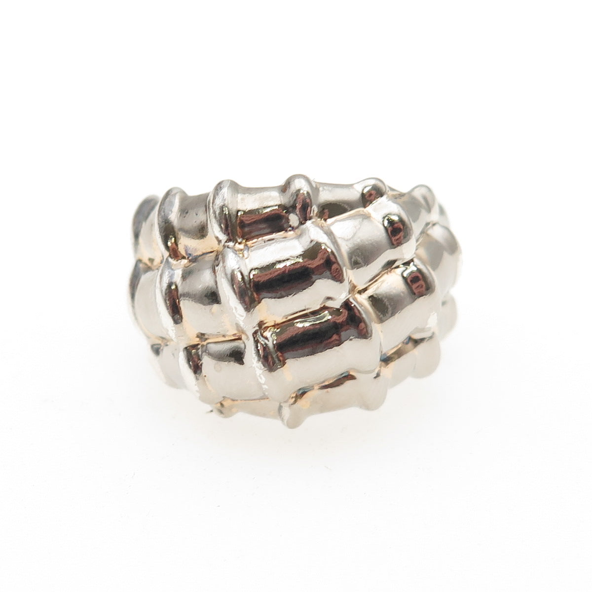 925 Sterling Silver Vintage Modernist Bamboo Ring Size 7.25