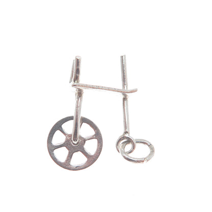 925 Sterling Silver Antique Art Deco Spinning Wheel Minimalist 3D Charm Pendant