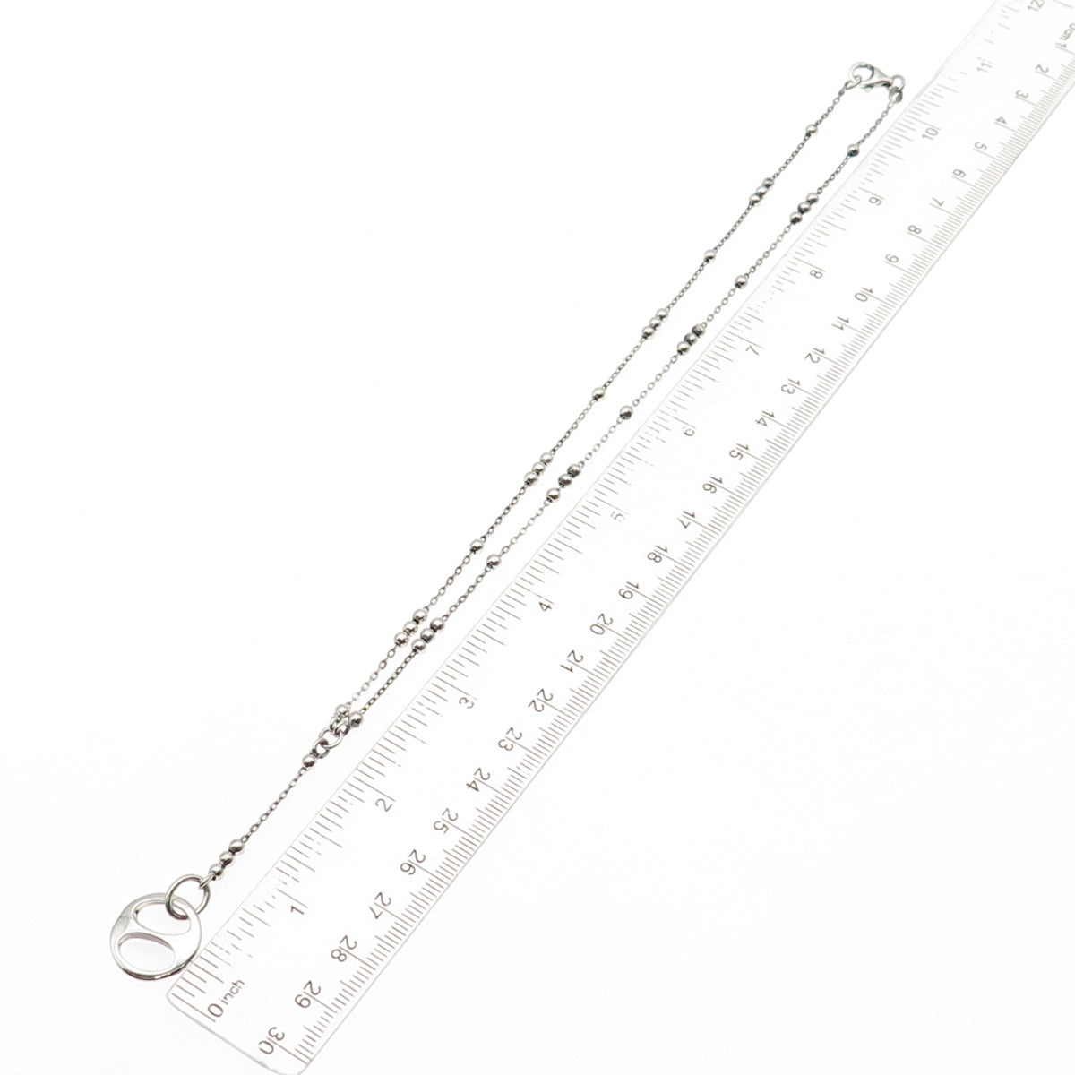 925 Sterling Silver Vintage Italy Modernist Disc Beaded Chain Necklace 16"