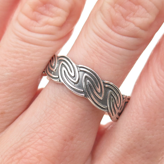 925 Sterling Silver Vintage Celtic Oxidized Band Ring Size 12