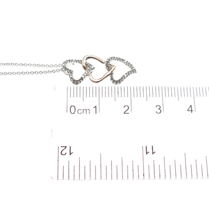 KARIZIA KA 1772 Sterling Silver 10K Gold Real Diamond Heart Chain Necklace 18"