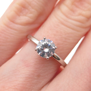 925 Sterling Silver Round-Cut C Z Engagement Ring Size 4.5