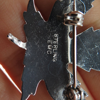 925 Sterling Silver Vintage EMC Maple Leaf Pin Brooch