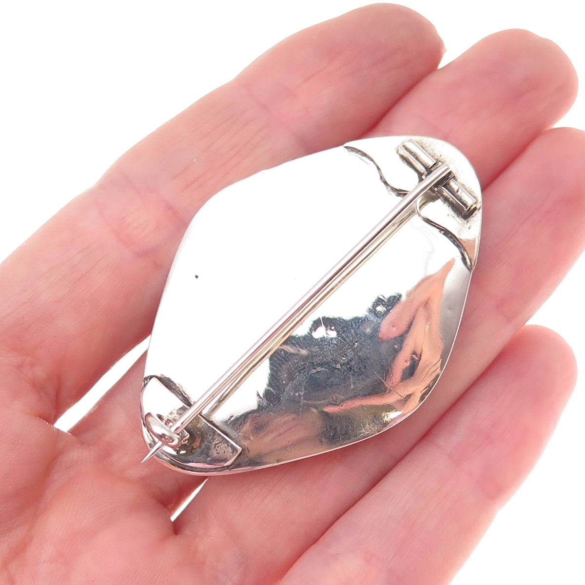 925 Sterling Silver Antique Scottish Real Bloodstone Agate Jasper Pin Brooch