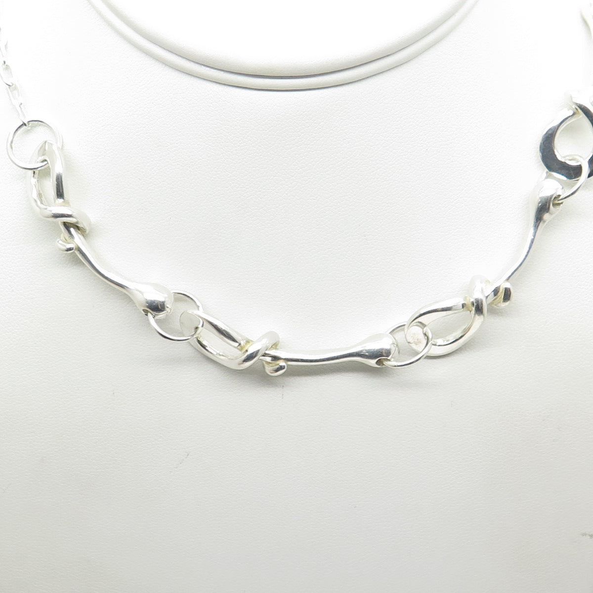 925 Sterling Silver Vintage Italy Modernist Bar Chain Necklace 16"