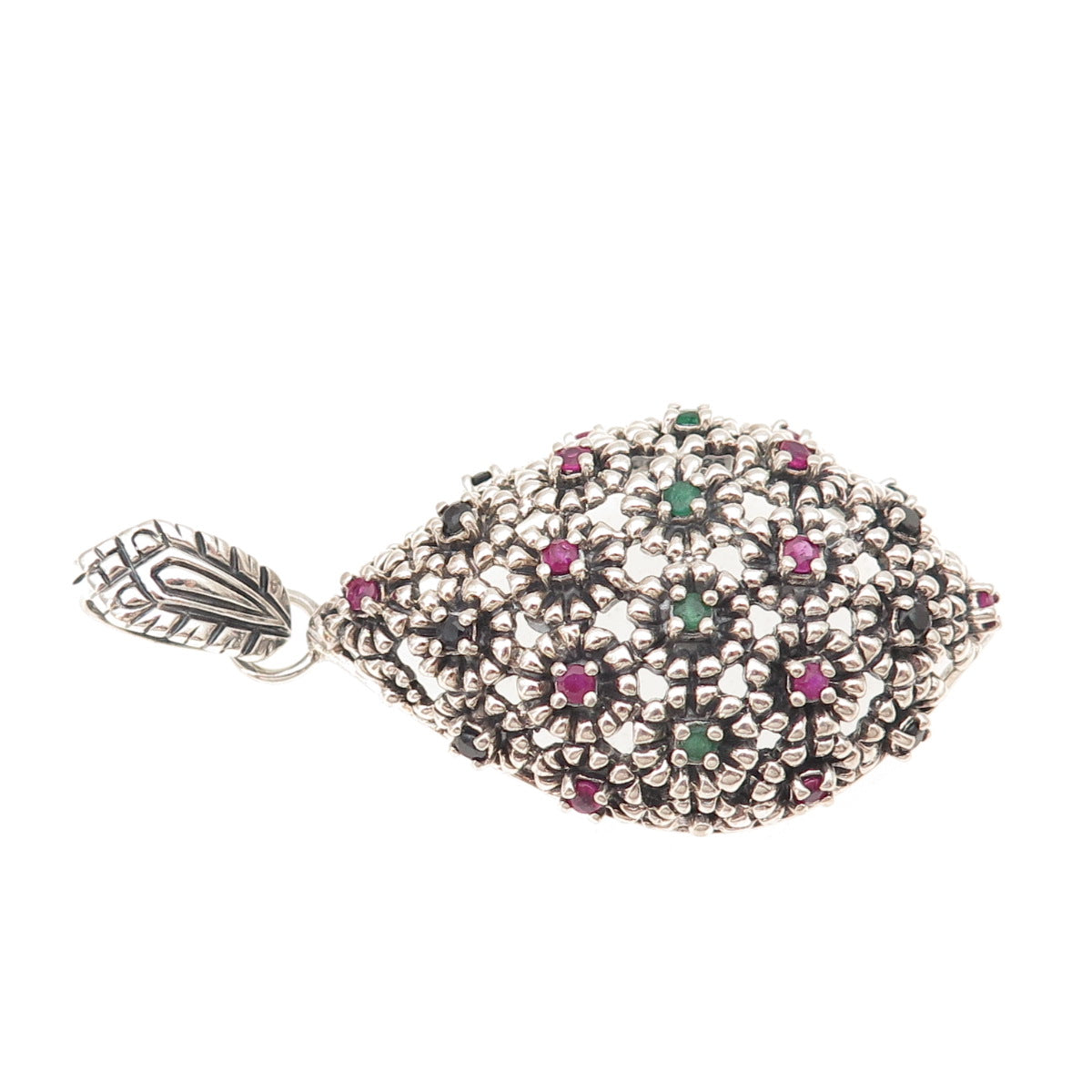SX Sally C 925 Sterling Silver Vintage Real Sapphire Ruby Emerald Charm Pendant