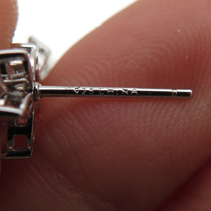 925 Sterling Silver Pear Marquise & Round-Cut C Z Dangle Earrings