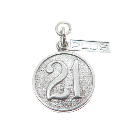 WELLS 925 Sterling Silver Vintage Lucky Number "21" Charm Pendant
