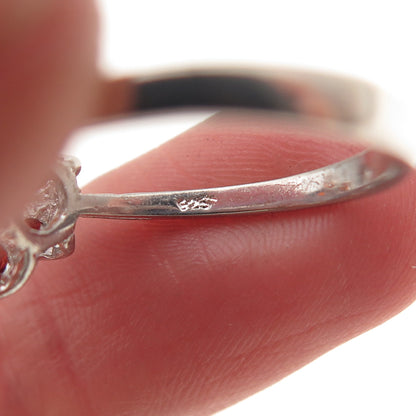 925 Sterling Silver Round-Cut Imperial & White C Z Ring Size 7