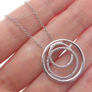 JANE SAYMOUR 925 Sterling Silver Diamond Circle of Life Cable Chain Necklace 18"