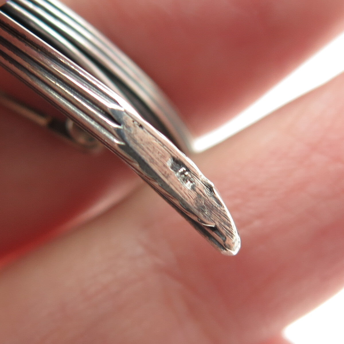 925 Sterling Silver Vintage Real Pearl Modernist Oxidized Pin Brooch