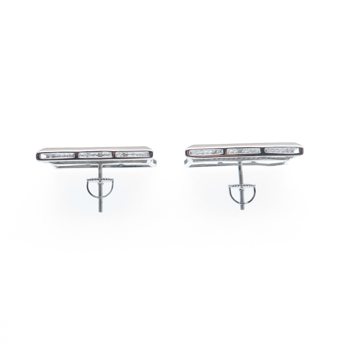 925 Sterling Silver Round-Cut C Z Sparkle Princess Square Earrings