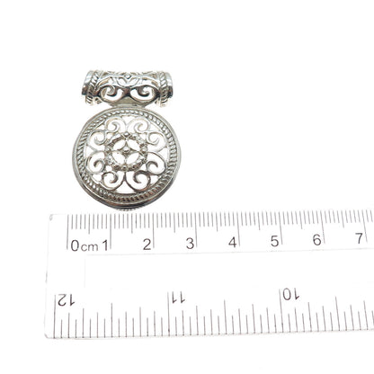 925 Sterling Silver Vintage Mexico Ornate Slide Charm Pendant