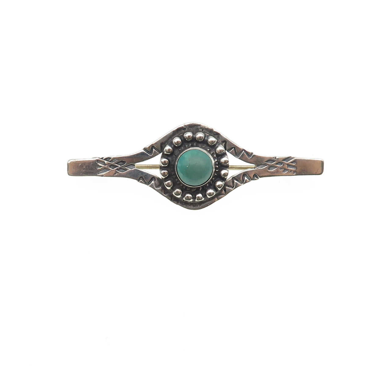 Old Pawn 925 Sterling Silver Vintage Southwestern Turquoise Flower Pin Brooch