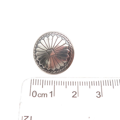 Old Pawn 925 Sterling Silver Vintage Southwestern Concho Oxidized Tribal Button