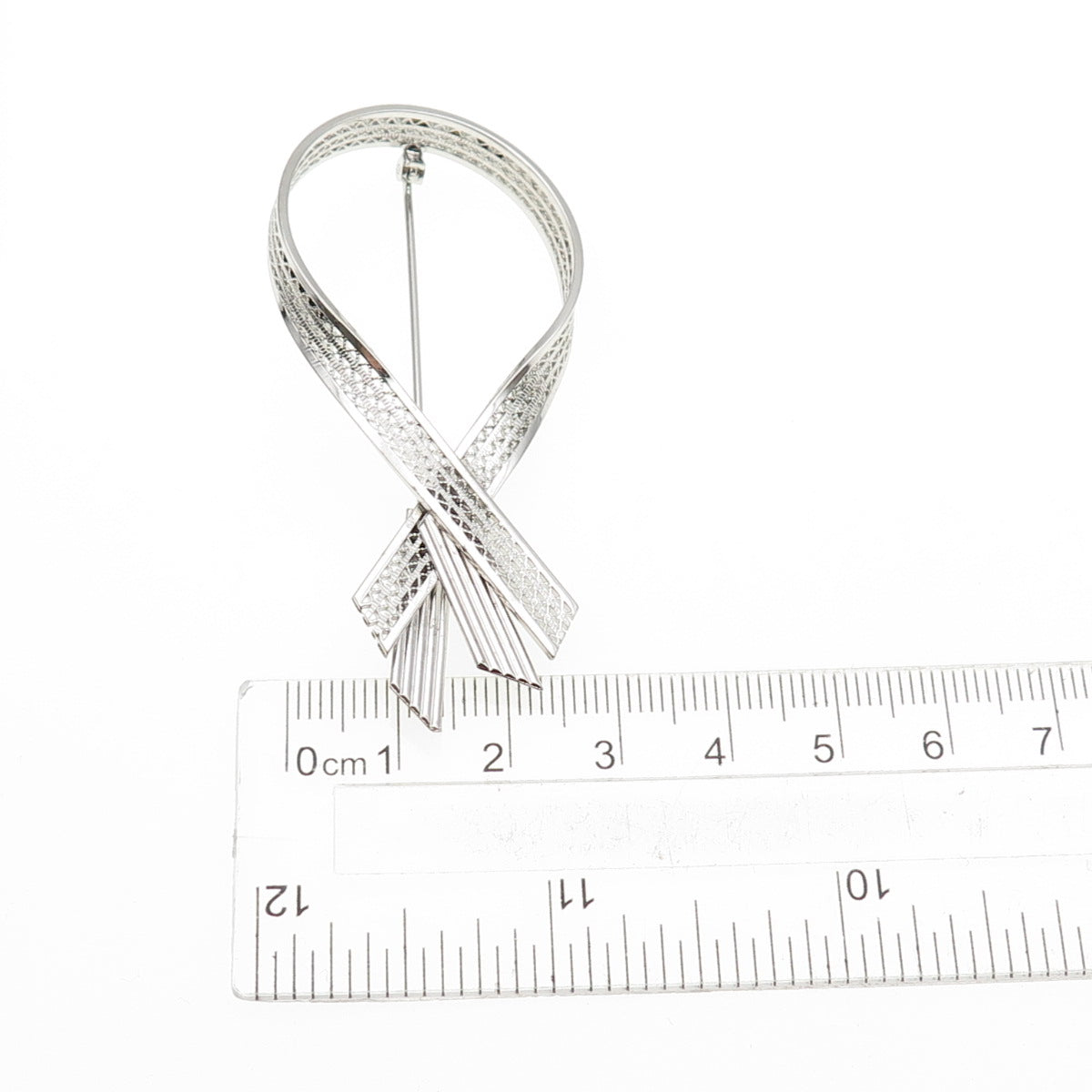 925 Sterling Silver Antique Art Deco Ribbon Filigree Pin Brooch