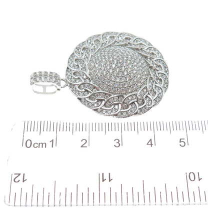 DESIGNS BY YAGI 925 Sterling Silver Round-Cut C Z Sparkle Curb Link Pendant
