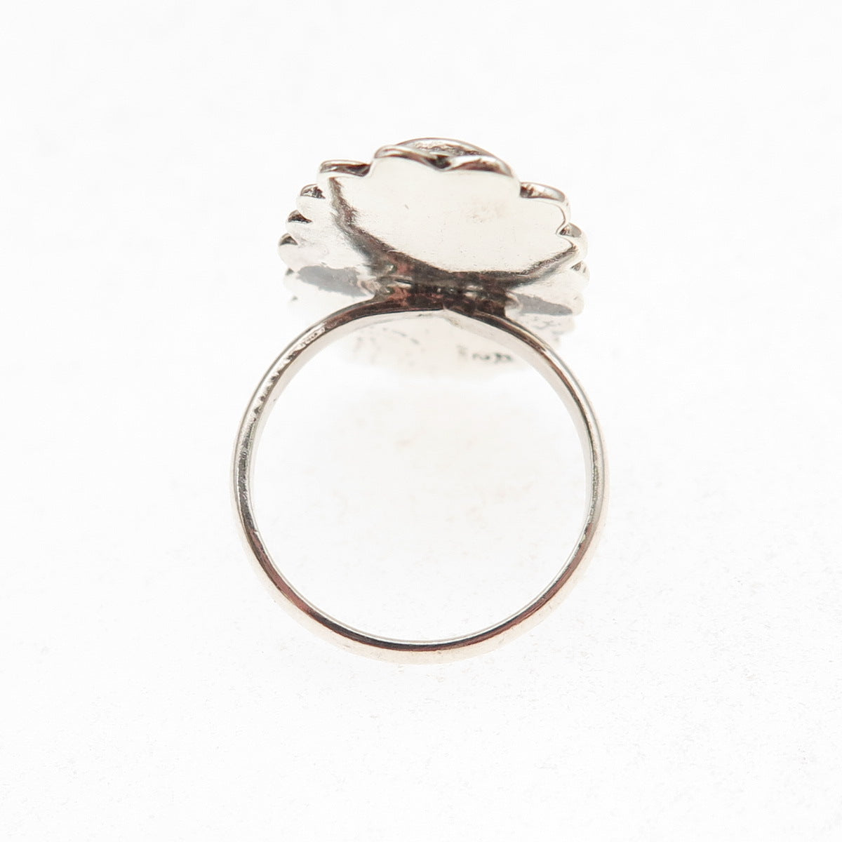 925 Sterling Silver Vintage Mexico Real Abalone Shell Oxidized Ring Size 4.75