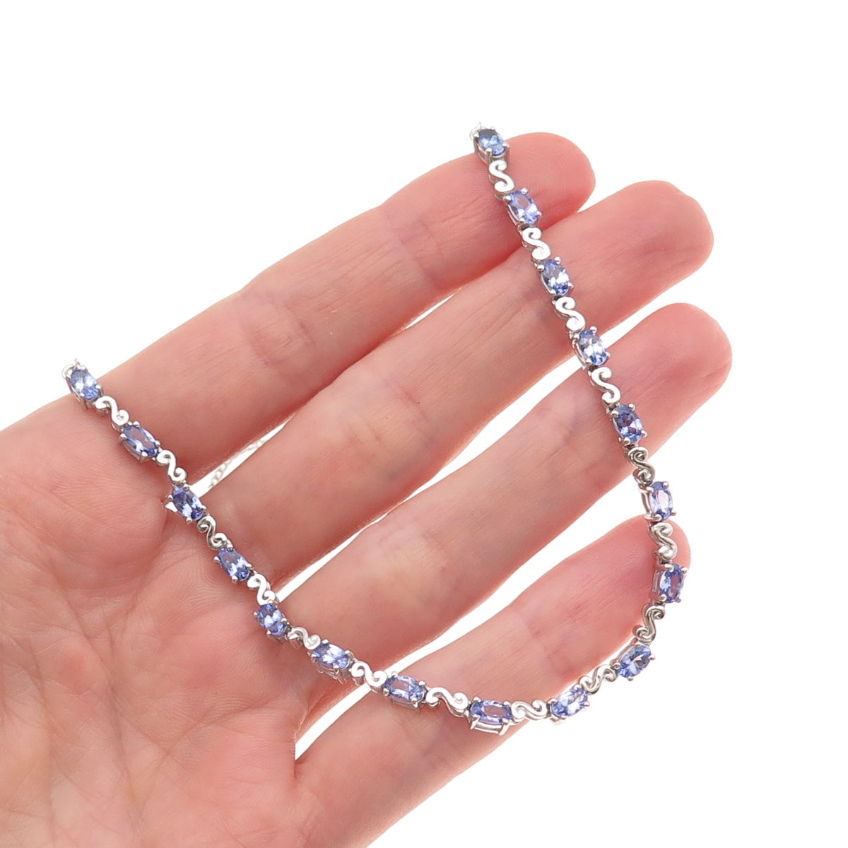 Chuck Clemency 925 Sterling Silver Real Tanzanite Cuban Chain Necklace 18"