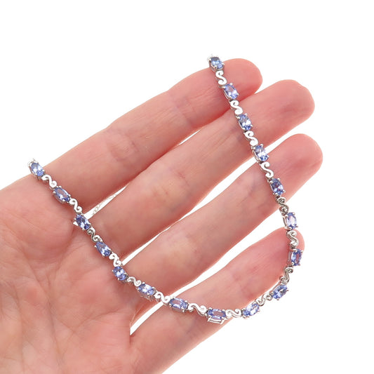 Chuck Clemency 925 Sterling Silver Real Tanzanite Cuban Chain Necklace 18"