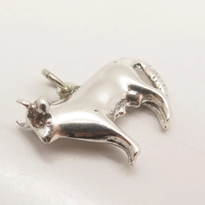925 Sterling Silver Vintage Bull / Ox 3D Pendant