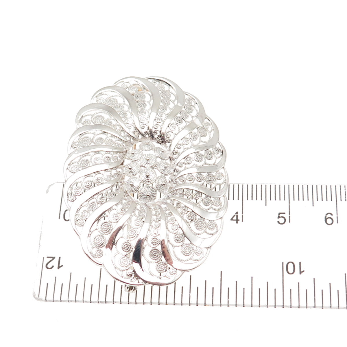 925 Sterling Silver Vintage Germany Filigree Floral Pin Brooch