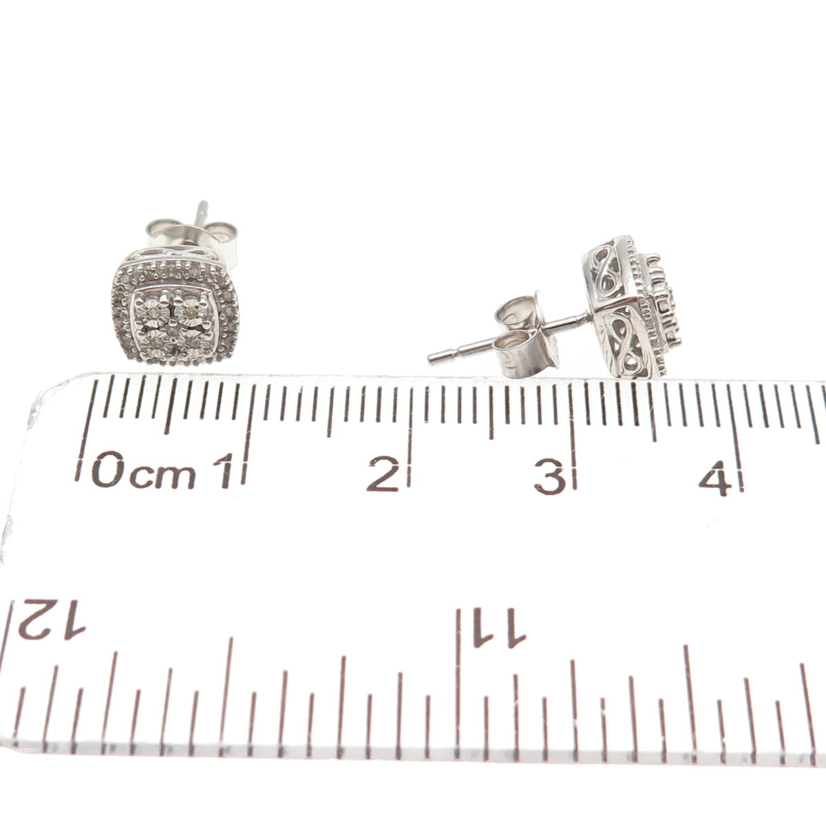 SK9 Allure Gems 925 Sterling Silver Real Round-Cut Diamond Stud Earrings