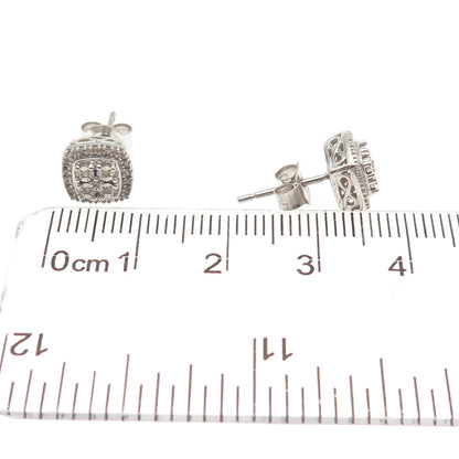 SK9 Allure Gems 925 Sterling Silver Real Round-Cut Diamond Stud Earrings
