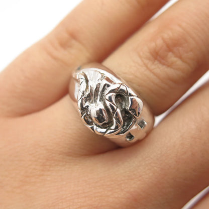 925 Sterling Silver Vintage Snake Cross Ring Size 6.5