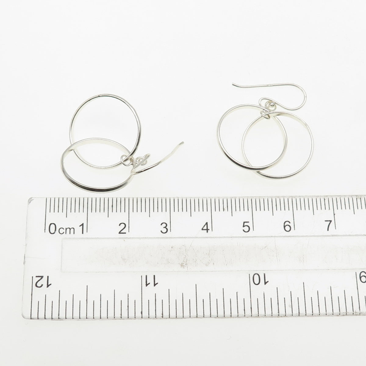 925 Sterling Silver Interlocked Multi-Circle Dangle Earrings