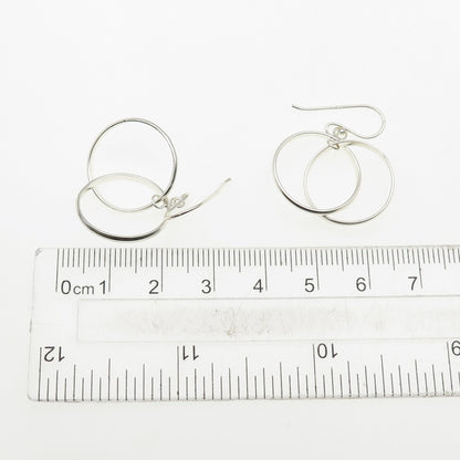 925 Sterling Silver Interlocked Multi-Circle Dangle Earrings